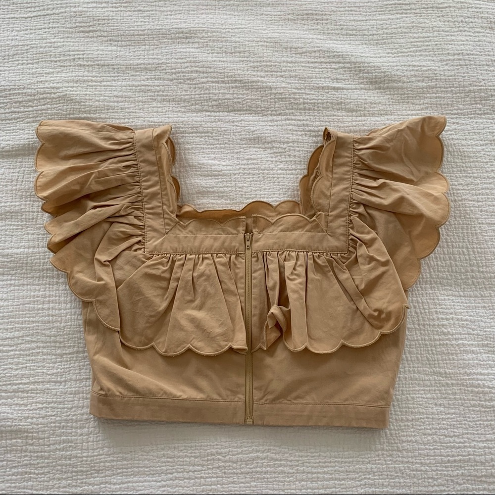 Hunter Bell Kate Ruffle Top Beige Sz 2 - Picture 7 of 7